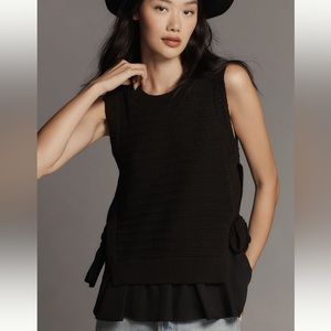 Twofer Ruffle Tunik Sweater Tank Vest by Anthropologie